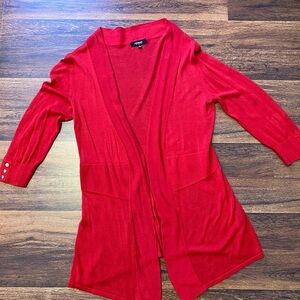 PREMISE womens open front 3/4 sleeves red cardigan/ size S